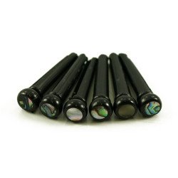 BRIDGE PINS BLACK 5MM ABALONE DOT 6stk