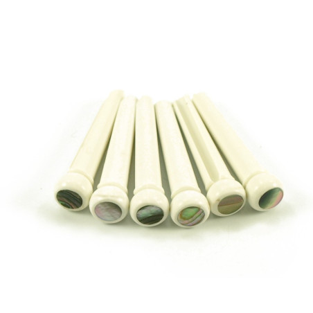 BRIDGE PINS WHITE 5MM ABALONE DOT 6stk