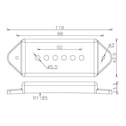 P90 Cover ridge - German Silver / Nickel