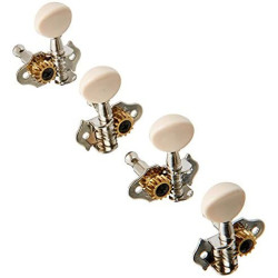 Grover 9NW Sta-Tite Ukulele Tuners, Nickel with White Buttons