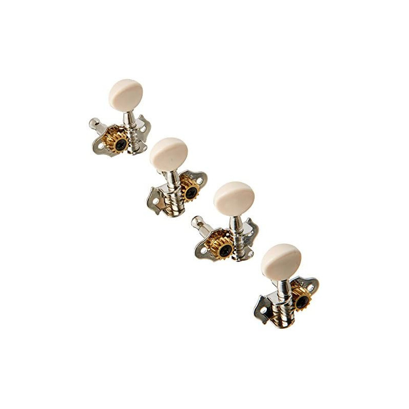 Grover 9NW Sta-Tite Ukulele Tuners, Nickel with White Buttons