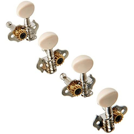Grover 9NW Sta-Tite Ukulele Tuners, Nickel with White Buttons