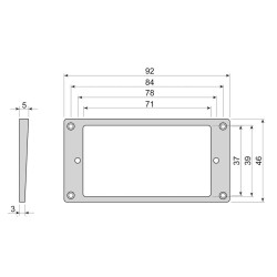 Humbucker Frame Flat Bottom Slanted top, 3 to 5mm height, Ivory