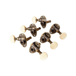 Acoustic 3+3 tuners DJ526AB-PSI Antique Brass. White button.