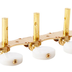 Acoustic Tuner Gold 3-on-plate White Knobs