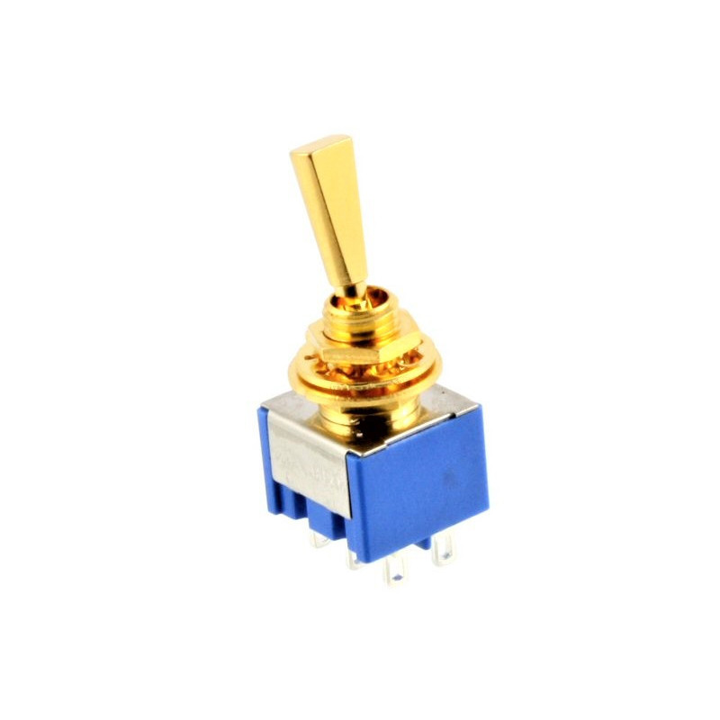 Mini toggle switch 2-way, on-on, Gold