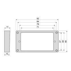 Humbucker Frame,10 to 11mm height, curved bottom slanted top, Black