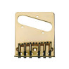 Bridge-tailpiece, Teaser, grooved saddles, flat plate, gold, 80,5mm x 98,3mm