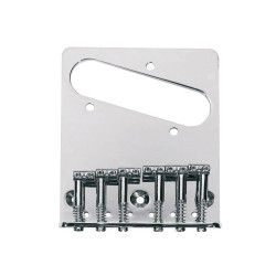 Bridge-tailpiece, Teaser, grooved saddles, flat plate, chrome, 80,5mm x 98,3mm