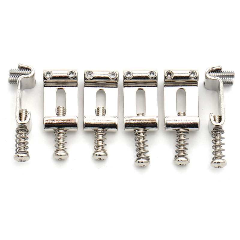 Vintage Saddles for Strat / 11mm / aged nickel
Sheet steel string saddles with screws & springs.