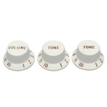 Strat knobs for CTS shaft size, 1V + 2T, white