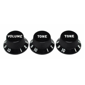 Strat knobs for CTS shaft size, 1V + 2T, Black