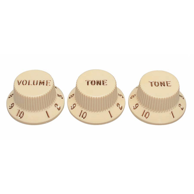 Strat knobs for CTS shaft size, 1V + 2T, aged