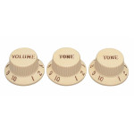 Strat knobs for CTS shaft size, 1V + 2T, aged