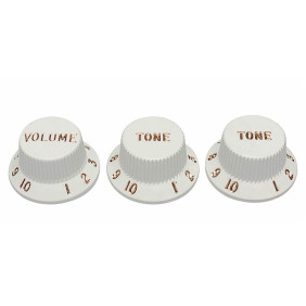 Strat knobs for CTS shaft size, 1V + 2T, parchment