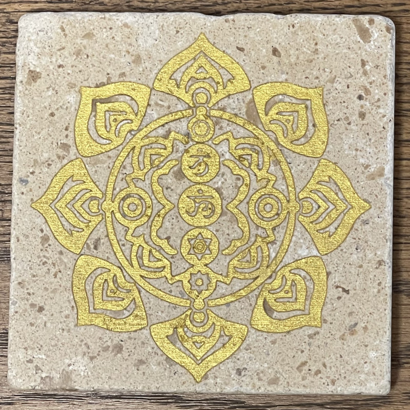 Vintage Classic Tavarin Natursten Laserindgraveret med guld 10 x 10 cm
