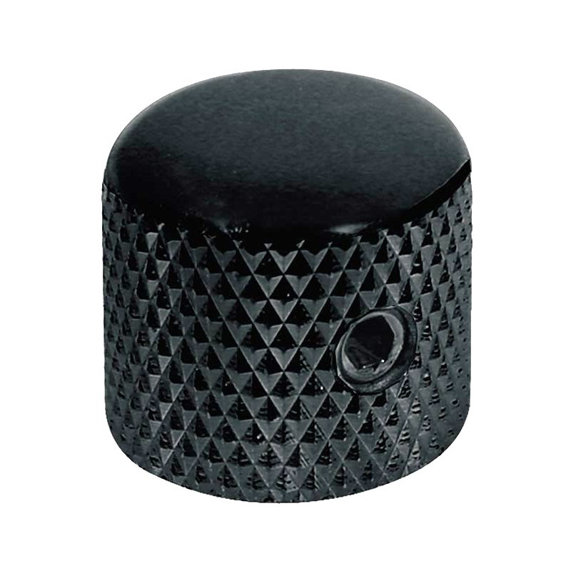 dome knob, metal, diam 15,0 x14,0mm, with set screw allen type, shaft size 6,1mm, Black