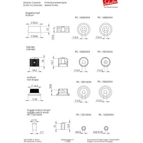 1x Schaller Dome knob 6,0 mm Nickel / Brass (metric)