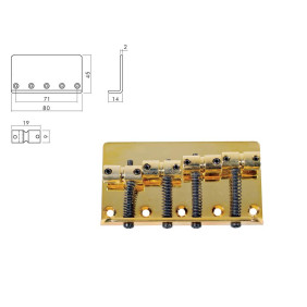 Bridge-Tailpiece, bass, pitch 19mm, gold