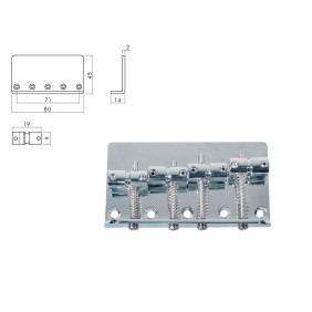 Bridge-Tailpiece, bass, pitch 19mm, chrome