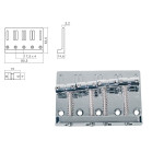 bridge-tailpiece, bass, pitch 20mm, chrome