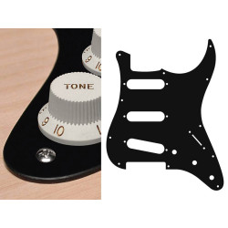 Pickguard,  standard, SSS, 3 pot holes, 3-5 switch, 1 ply, black matt