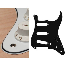 Pickguard, standard, SSS, 3 pot holes, 3-5 switch, 3 ply, white