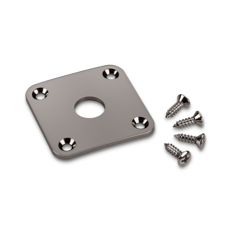 Schaller Jack Plate metal for electrical guitar or bass Ruthenium
