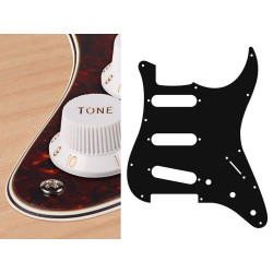 pickguard,  Standard, SSS, 3 pot holes, 3-5 switch, 4 ply, tortoise intense