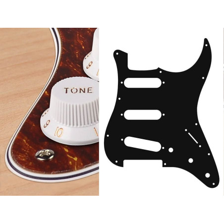 Pickguard, Standard, SSS, 3 pot holes, 3-5 switch, 4 ply, Tortoise