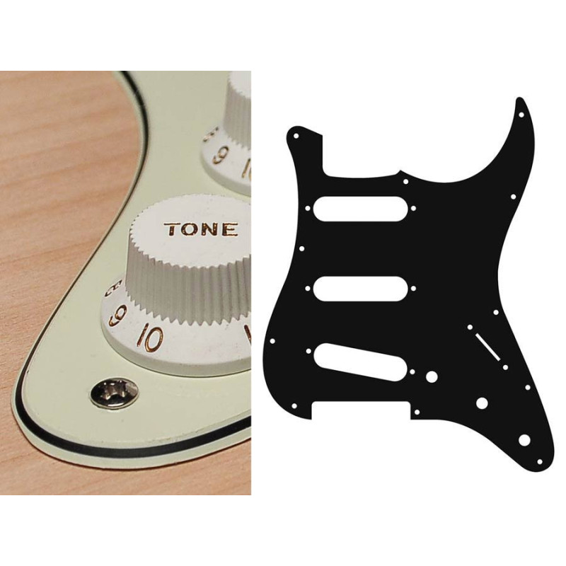 Pickguard, standard, SSS, 3 pot holes, 3-5 switch, 3 ply, mint green
