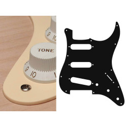 Pickguard,  standard, SSS, 3 pot holes, 3-5 switch, 1 ply, cream