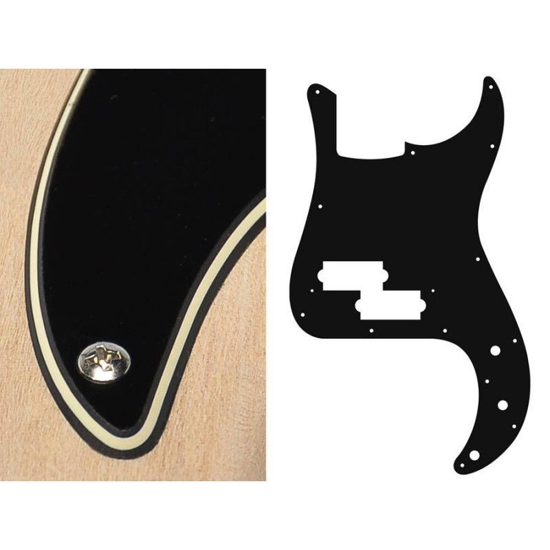 3 ply, black and cream Pickguard, P-bass, standard