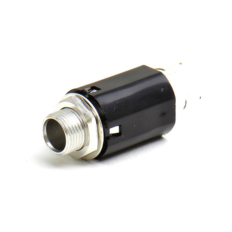 Ultra-compact, very lightweight stereo output jack for 6.3mm (1/4") jack plugs.