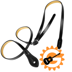 Mandolin carved leather strap Black