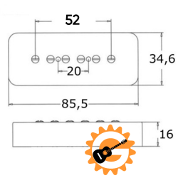 52mm Pickup Cover P90-CHROME 52mm spacing