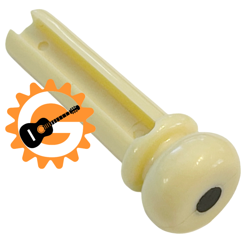 Bass bridge pins, plastic ivory with black dot