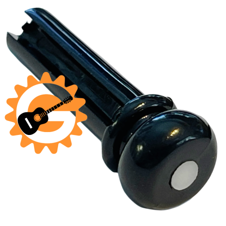 Bass bridge pins, plastic black with white dot