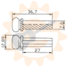 Bass bridge pins, plastic black with white dot