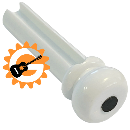 Bass bridge pins, plastic white with black dot