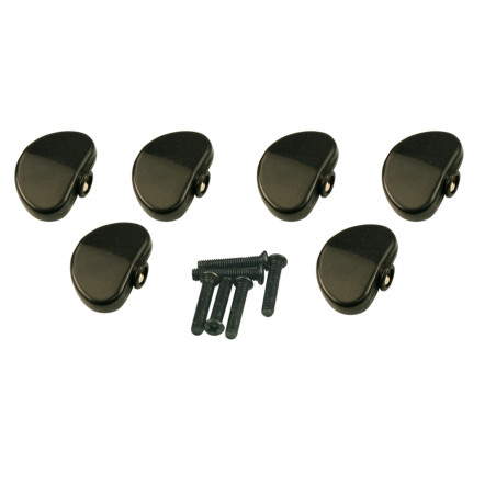 KLUSON® REPLACEMENT BUTTON SET 0F 6 (GROVER® SHAPE) BLACK